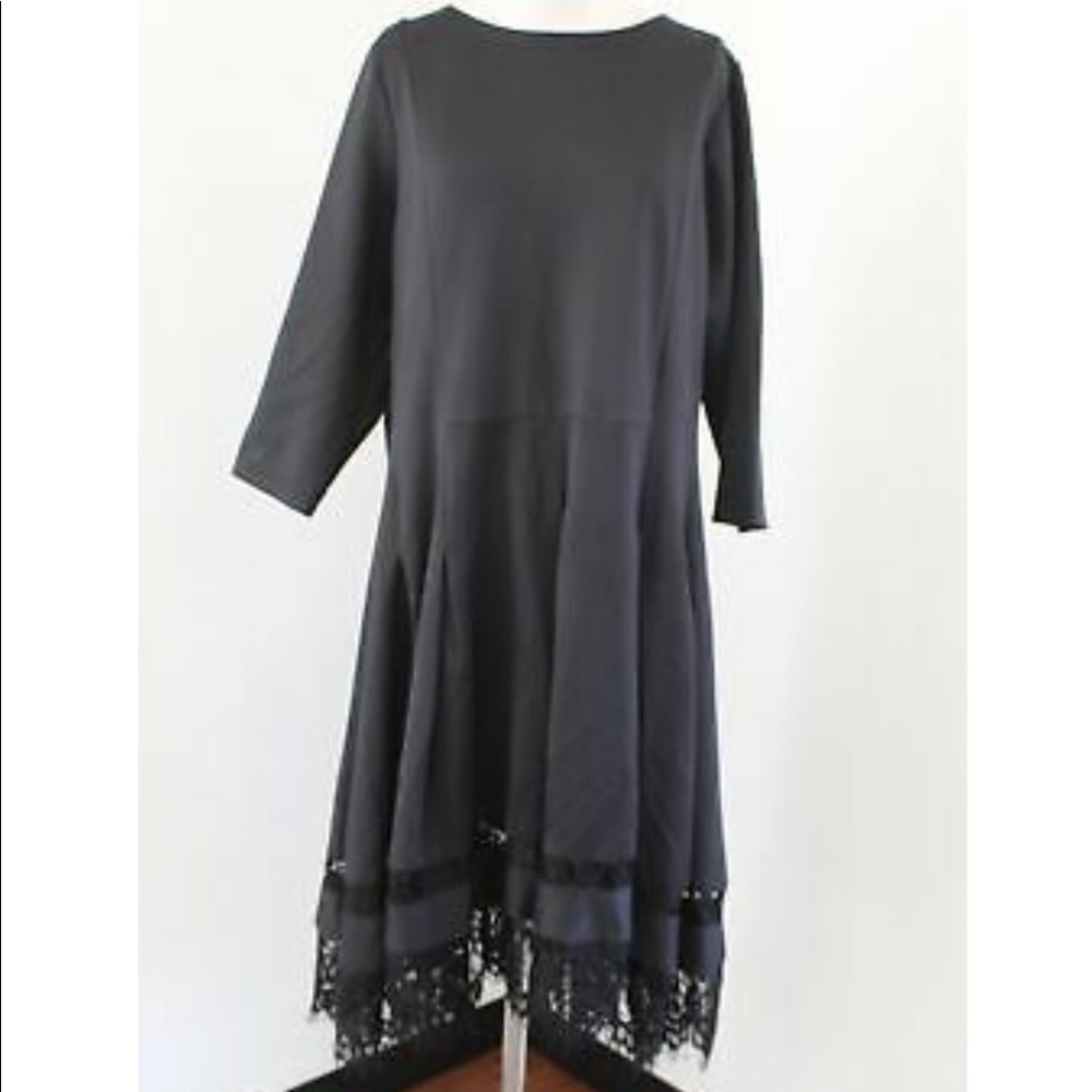 Eloquii Black Scuba Lace Trim Dress Size 20